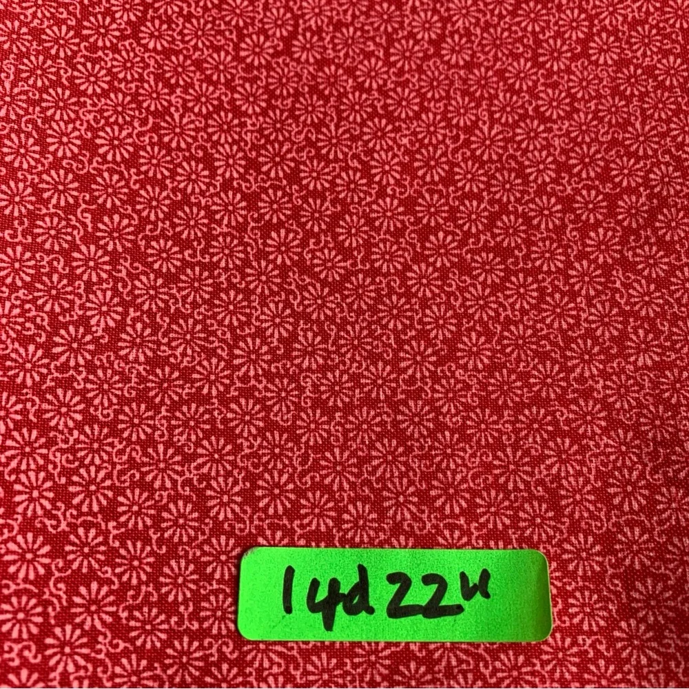 Red Ditsy Floral Patterned Fabric 1+ Yard Pearl River Collection Pattern 3860